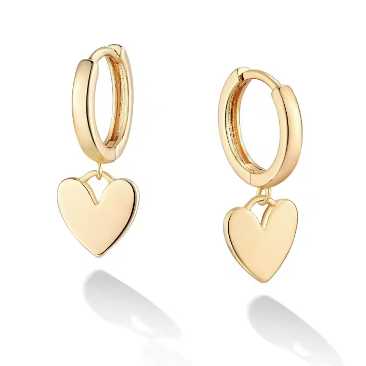 Aros de corazón para Mujeres y niños, y plateados Dorados, with form De Corazón - 1