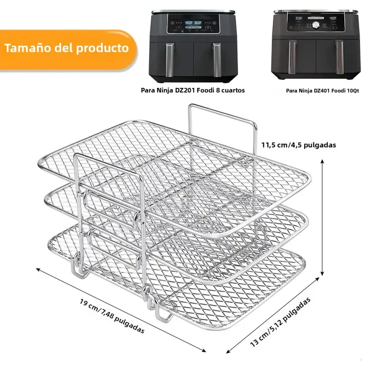 Rack De Aire Frito En Acero Inoxidable Multi Capa Repuesto Para Sartén Asador Accesorios De Cocina Gadgets Para La Cocina - 1