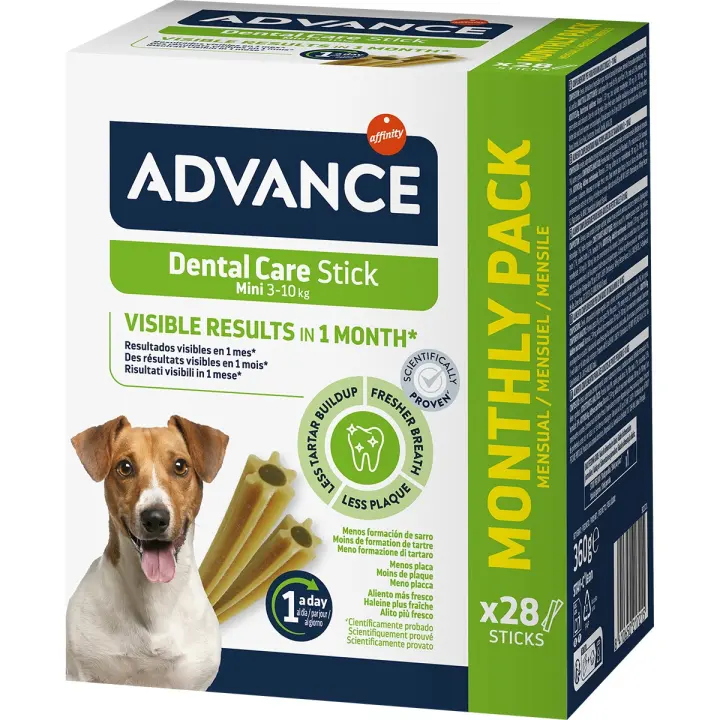 Barrita de Cuidado Dental Advance para Perros Pequeños - Menos de 10Kg (28 días) - Marca Affinity - 1