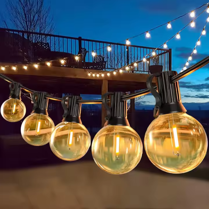Luces LED de exterior, 10M Luces de exterior exteriores con 25+3 G40 Birnen IP44 Wasserdicht, luces interiores/exteriores para jardín, terraza, espacios abiertos, fiestas - 1