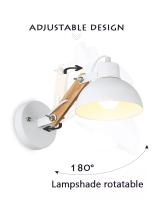 Lámpara De Pared Robótica Estilo Nórdico Con Brazo Ajustable Material Hierro Y Madera Soporte De Madera Para Luz De Escritorio LED E27 Decoración De Hotel - details 4