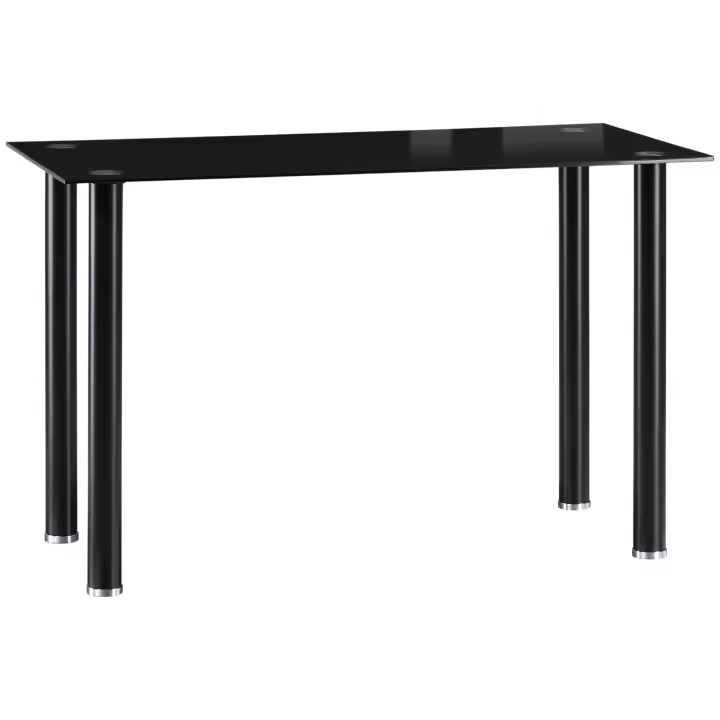 HOMCOM Mesa de Comedor Rectangular Mesa de Cocina Moderna con Tablero de Vidrio Templado y Patas de Acero para 4-6 Personas en Salón Oficina 120x60x75 cm Negro - 1