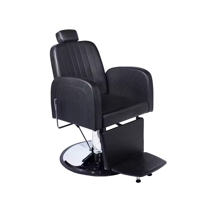 Sillón Reclinable de Barbero Negro, con Bomba Hidráulica - 1