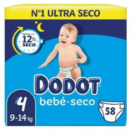 Dodot Bebé-Seco talla 4 (9 - 14 kg) 58 uds - 1