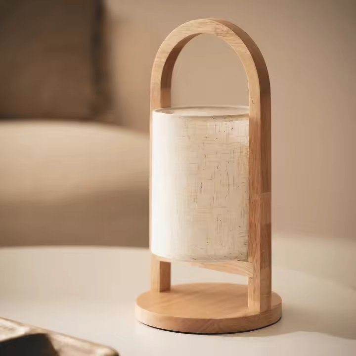 Ledkia Lámpara de Mesa LED Pórtatil Madera con Batería USB Recargable Fragosa Natural - 1