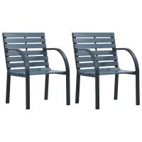 vidaXL Sillas de jardín 2 unidades madera maciza abeto y acero en color Gris/Natural | cómodas modernas ergonómicas para comedor cocina salón hogar - details 0