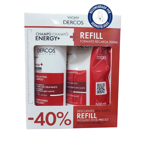 VICHY DERCOS CHAMPÚ ENERGY 390ML+RECARGA 500ML - 1