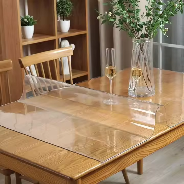 Mantel De PVC Transparente Y Mate Impermeable Y Resistente Al Aceite Para Cocina Y Comedor Cubierta Rectangular De Vidrio Suave - 1