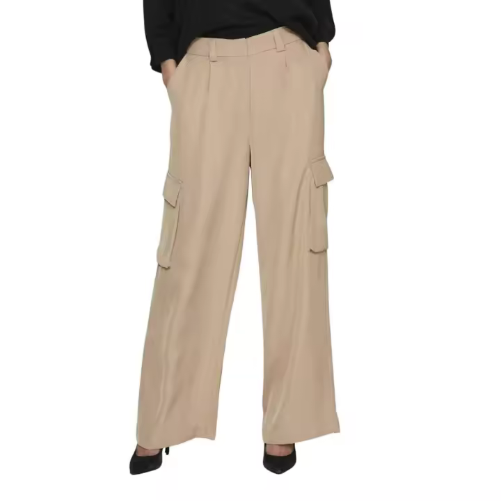 Pantalon Vila Winnie Lady Beige Para Mujer - 1