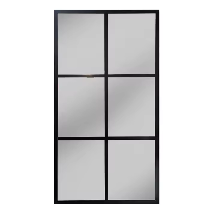 THEROSE Espejo Ventana Negro, Espejo Industrial, Aluminio Negro, 120 x 60 cm (Negro) - 1
