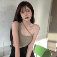Top De Manga Corta Suave Camiseta Con Almohadillas Tube Strappy One Shoulder Tees Basic Harajuku Para Mujer Casual Verano - details 4