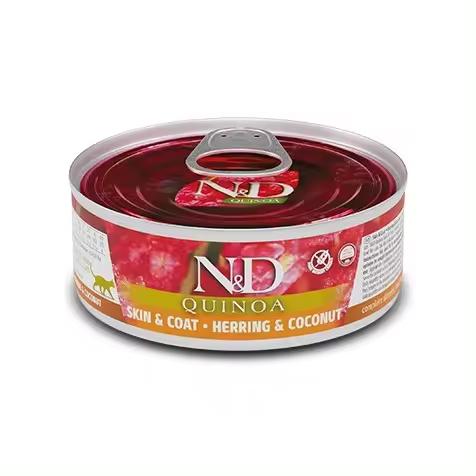 Farmina Nd Quinoa Skin Coat Arenque Gato Latas 24 X 80 Gr - 1
