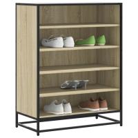 vidaXL Zapatero de madera de ingeniería y metal 75x38x97,5 cm en color Negro/Roble ahumado/Marrón roble y más - details 4