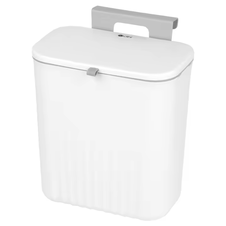 Cubo de basura colgante de 9 litros con tapa, cubo de basura montado en la pared, cubo de basura de cocina, cubo de basura de plástico para armario, puerta de armario, - 1