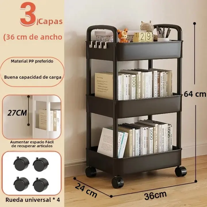 Carro De Almacenamiento Móvil Con Ruedas Organizador De Cocina Para Snacks En El Dormitorio Y Sala De Estar Estante Multicapa De Plástico Para El Hogar - 1