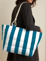 MEJORADA TOTE BAG de Rayas Bicolor – Bolso de Playa Grande con Asas de Cuerda, Capacidad Extra, 6 Colores Disponibles - details 3
