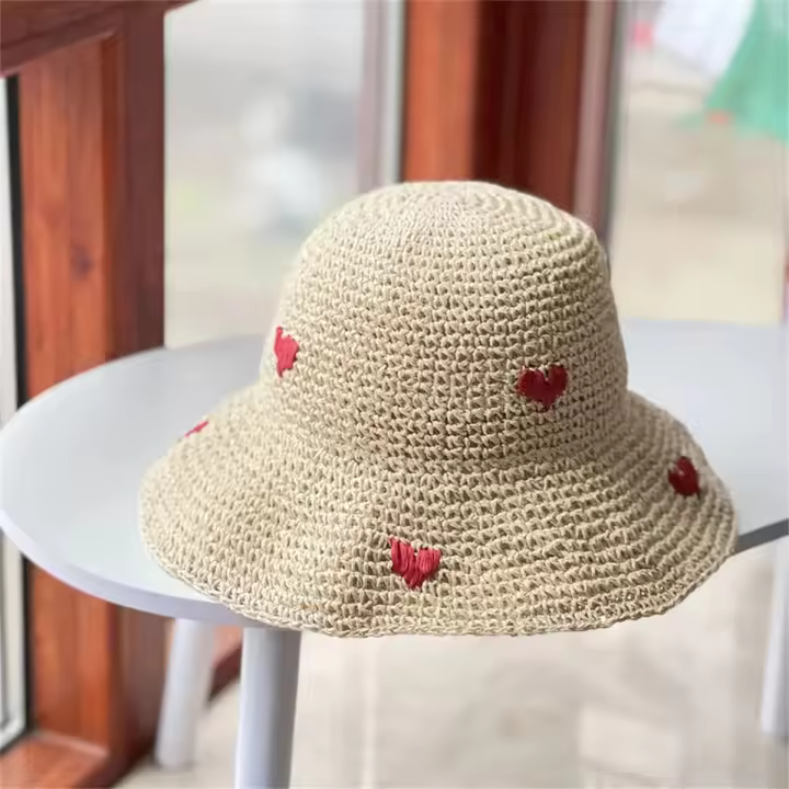 Sombrero De Pescador De Paja Grande Para Mujer Estilizado Con Borde Rizado En Verano Trenzado Proteccion Solar Transpirable Para La Playa Y Vacaciones - 1