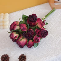 6pcs/Lot Rosa Simulada Estilo Americano Con Borde Focal Decoraciones De Flores Artificiales Para Sala De Estar Y Mesa De Comedor - details 8