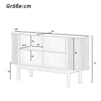 Aparador Vintage Moderno de Madera, Aparador de Lamas con Puertas Corredizas y Pitas de Pino, Armaro de 138cm con Estantes Ajustables para Cocina, Recibidor - details 5