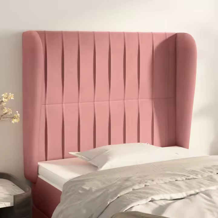 vidaXL Cabecero con orejas de terciopelo rosa 83x23x118/128 cm - 1