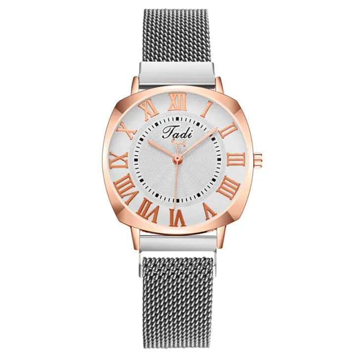 Reloj para mujer con letras romanas y sol, correa magnética, movimiento de cuarzo, un reloj con un diseño único y moderno - 1