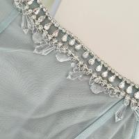 Vestido De Mujer Elegante De Verano Con Cadena De Cristal Y Encaje A-Line Con Cintura Delgada Y Tirantes Vestido De Fiesta De Vacaciones De Un Pie - details 9