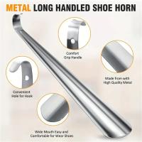 Conejo De Zapatos Extra Largo 42cm Acero Inoxidable Plata Herramienta De Ayuda Para Calzar Y Descalzarse Facilitador De Zapatos - details 3