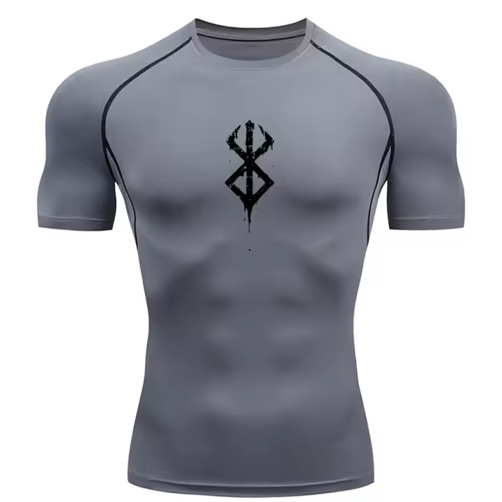 Camiseta De Compresión Para Hombre Técnica De Secado Rápido Para Gimnasio Y Correr Manga Corta Estilo Casual Con Impresión - 1