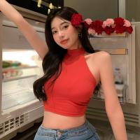 Camisola Sin Mangas Para Mujer Verano Estilo Sexy Y Club Decoración De Lazo Corta Ajustada Tops De Poliéster Sin Capucha - details 5