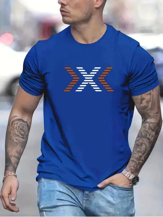 Camiseta De Algodón 100% Para Hombre Verano Estampado Moda Casual Cuello Redondo Manga Corta Tops Transpirable Para Compras - 1