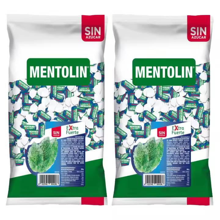 MENTOLÍN pack de 2 kg de caramelos duros sabor menta extra fuerte sin azúcar , 2x1kg - 1