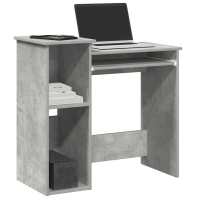 vidaXL Escritorio con estantes contrachapada hormigón 84x40x78 cm en color Gris hormigón/Madera antigua/Negro y más | estructura resistente ideal para salón dormitorio o estudio - details 0