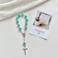 Pulsera De Perla De Vidrio Para Bebé 6/8mm Rosario Mini Cruz Cadena De Dedo Religiosa Regalo Eucarístico Unisex Clásica - details 9