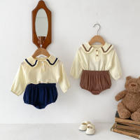 Conjunto De Ropa Para Bebés Niñas Y Niños Navidad Azul Marino Manga Larga Cuello Redondo Tees Pantalones Básicos Algodón Puro 2 Piezas Otoño - details 1