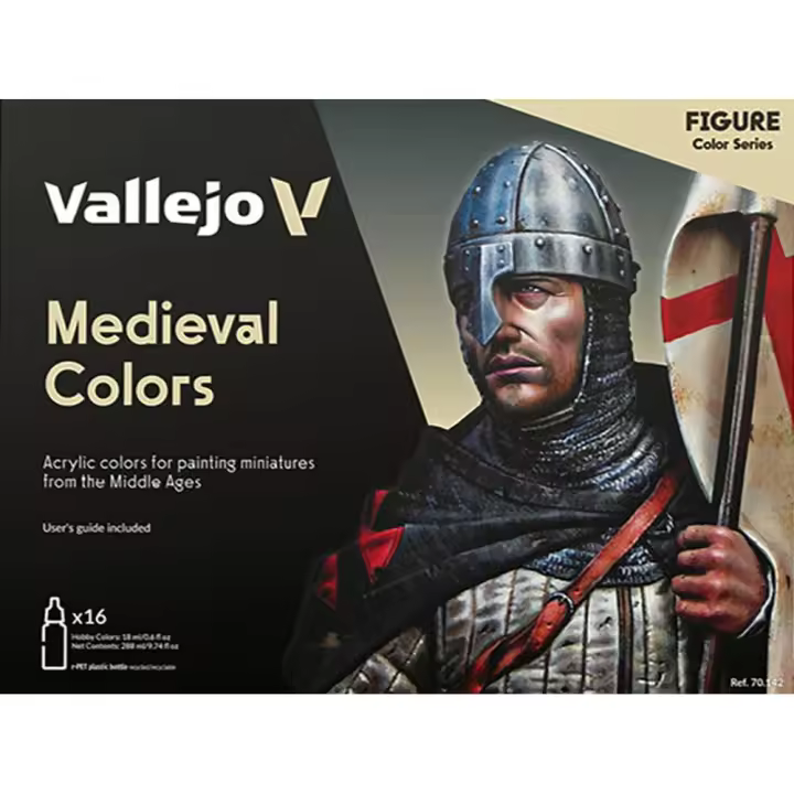 ACRYLICOS VALLEJO - SETS MEDIEVAL COLORS 16 BOTES - VALLEJO 70142 - 1