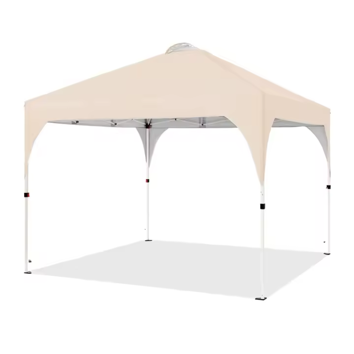 Carpa Plegable 3x3m Cenador de Jardín Impermeable para 8-10 Personas,con Ventilacion y Bolsa de Transporte, Ideal para Playa y Camping Beige - 1
