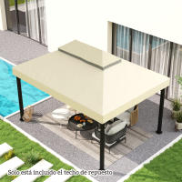 Outsunny Techo de Repuesto para Cenador 4x3 m Cubierta de Repuesto con Techo Doble con Mosquitera Protección UV 30+ Toldo de Recambio para Pabellón Gazebo - details 3
