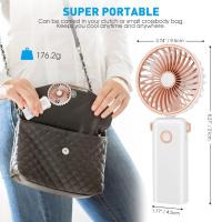 Ventilador de mano, ventilador Eléctrico portátil, badería recargable USB, Tiempo de trabajo de 3,5 a 10 horas, plegable a 90 ° - details 0