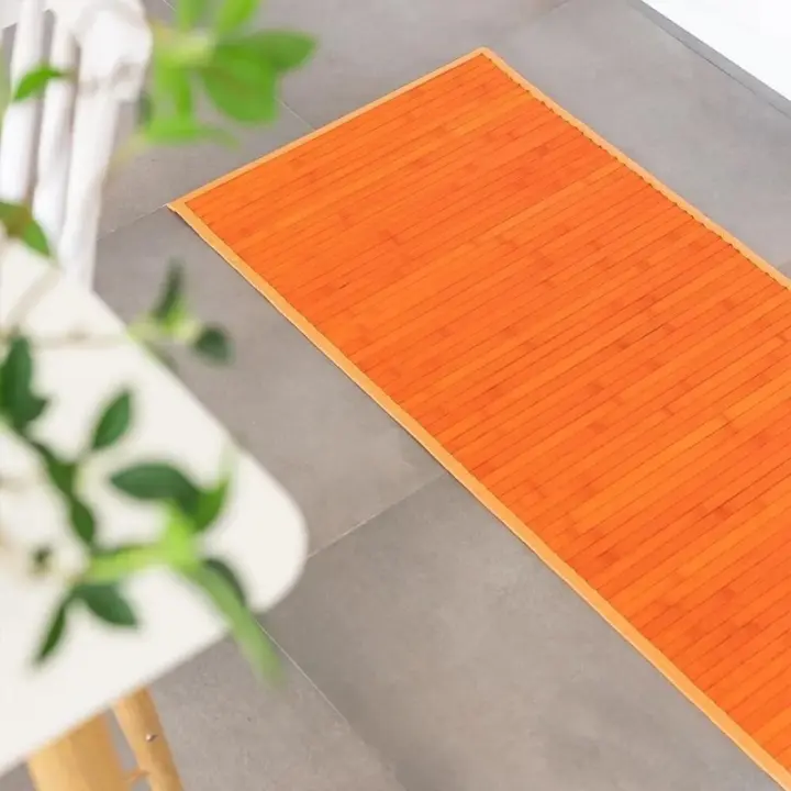 Dcasa Alfombra pasillera de bambú naranja de 60 x 200 cm - 1
