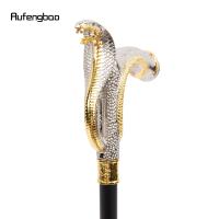 Bastón De Moda Con Cabeza De Cobra Dorada Y Blanco Decorativo Para Cosplay Vintage Bastón Cruzado De Acero 93cm Con Punta De Goma - details 5