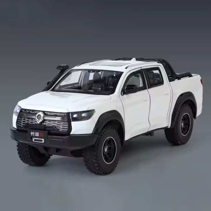 Modelo De Coche POER a Escala 1:24 Juguete De Aleación De Metal Con Ruedas Libres Absorción De Choque Sonido Y Luz Camión Pickup Off-Road Para Niños - 1