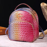 Mochila De Lujo Con Patrón De Cocodrilo Vintage Viaje Clásico Preppy Escuela Mochila De Día Para Mujer Material PU - details 16