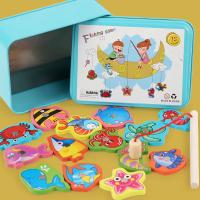 Juego De Pesca Magnético De Madera Montessori Juguete Educativo Para Niños Entrenamiento De Habilidades Motoras Puzzle De Pescar Pez - details 0