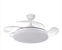 FABRILAMP Ventilador Dc Tridente 59w Blanco 4aspas Desplegables.107CM 6980lm Regulador de intensidad Remoto+temporizador+memoria 3000-4000-6000k Mandos y dos tijas de 12,5 y 20 centímetros incluidos,COLOR BLANCO Calidad Garantizada - details 0