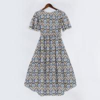 Vestido Casual De Moda Para Mujer Con Cuello En V Manga Corta Volante Vintage Impresión A-Line De Pierna Larga Estilo Italiano - details 15