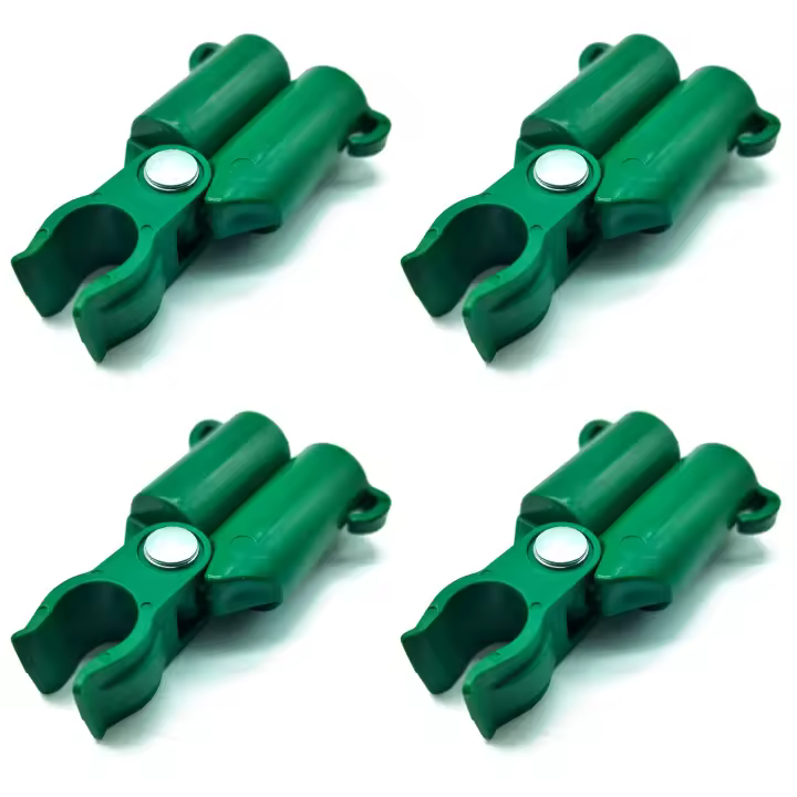 Tradineur - Pack de 12 Conectores para tutores de 16 mm - Fabricados en plástico -Accesorio para tutores de jardín - Color Verde (3 Pack de 4 Unidades) - 1