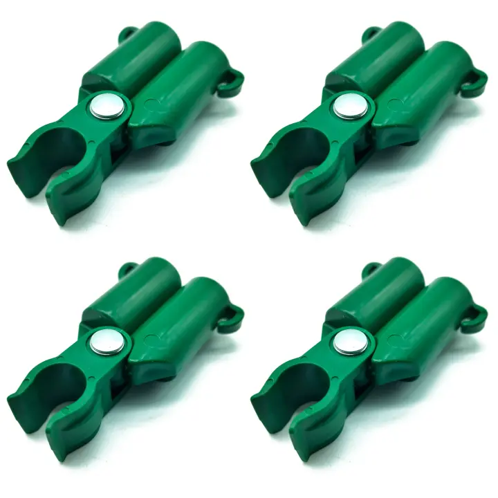 Tradineur - Pack de 12 Conectores para tutores de 16 mm - Fabricados en plástico -Accesorio para tutores de jardín - Color Verde (3 Pack de 4 Unidades) - 1