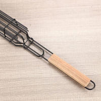 Cesta De Asado Portátil Para Kabob Con Mango De Madera Acero Inoxidable Antideslizante Para Verduras Camarones Carne Hot Dog BBQ - details 16