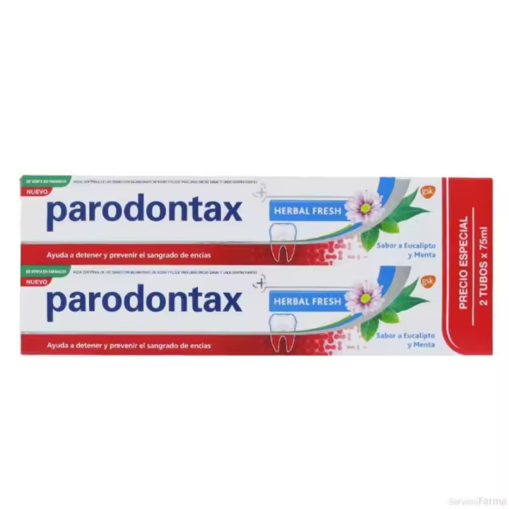 Paradontax Parodontax Duplo Herbal Fresh 2x75ml - Elimina Bacterias - Protección de Encías - 1