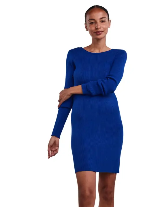 Vestido de punto con espalda abierta Pieces Pcnia Azul - 1